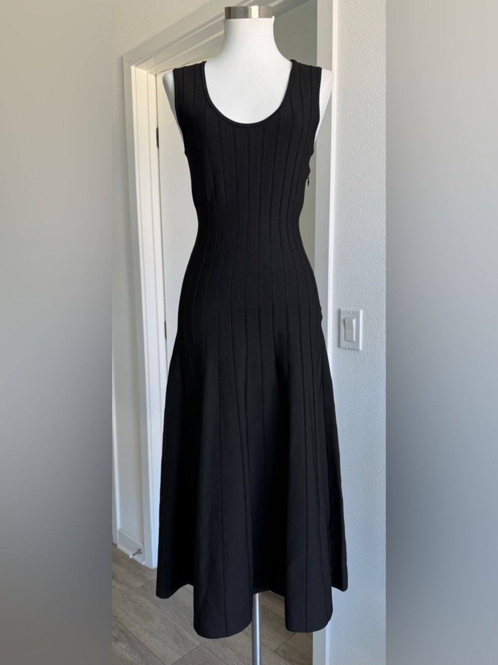 CASASOLA
Ribbed Stretch-Knit Midi Dress with Pleating, Size 42